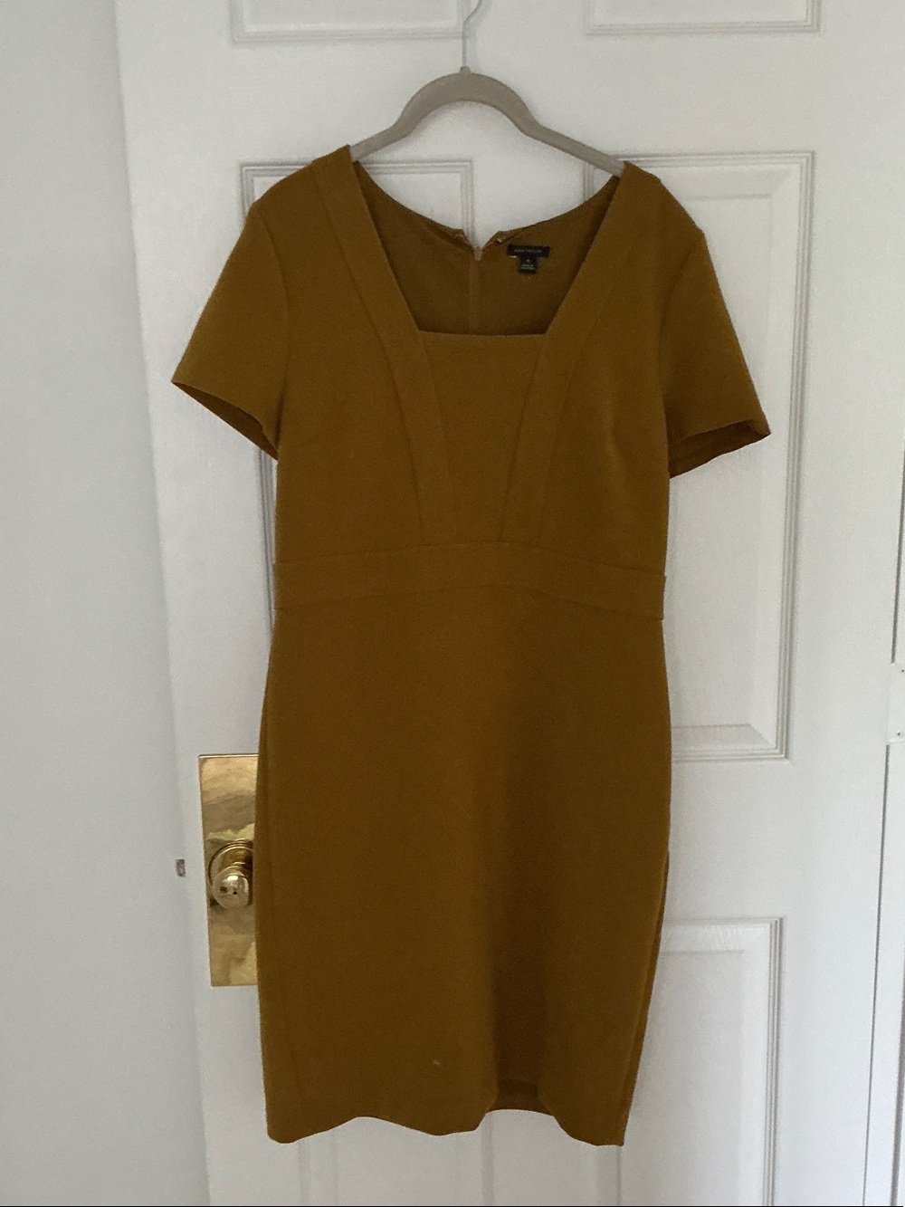 Ann Taylor Mustard Short Sleeve Sheath Dress